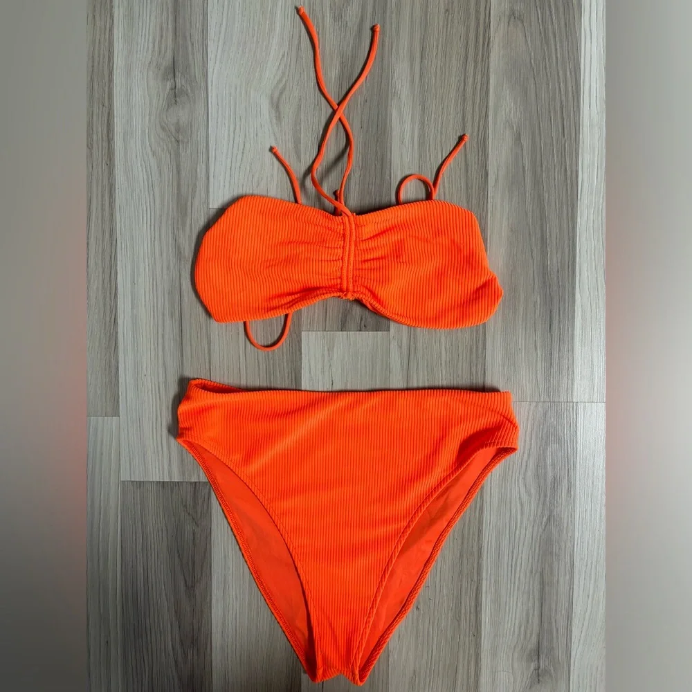 Frankies Bikinis Ruby Top Bright Neon Orange Set Size‎ L